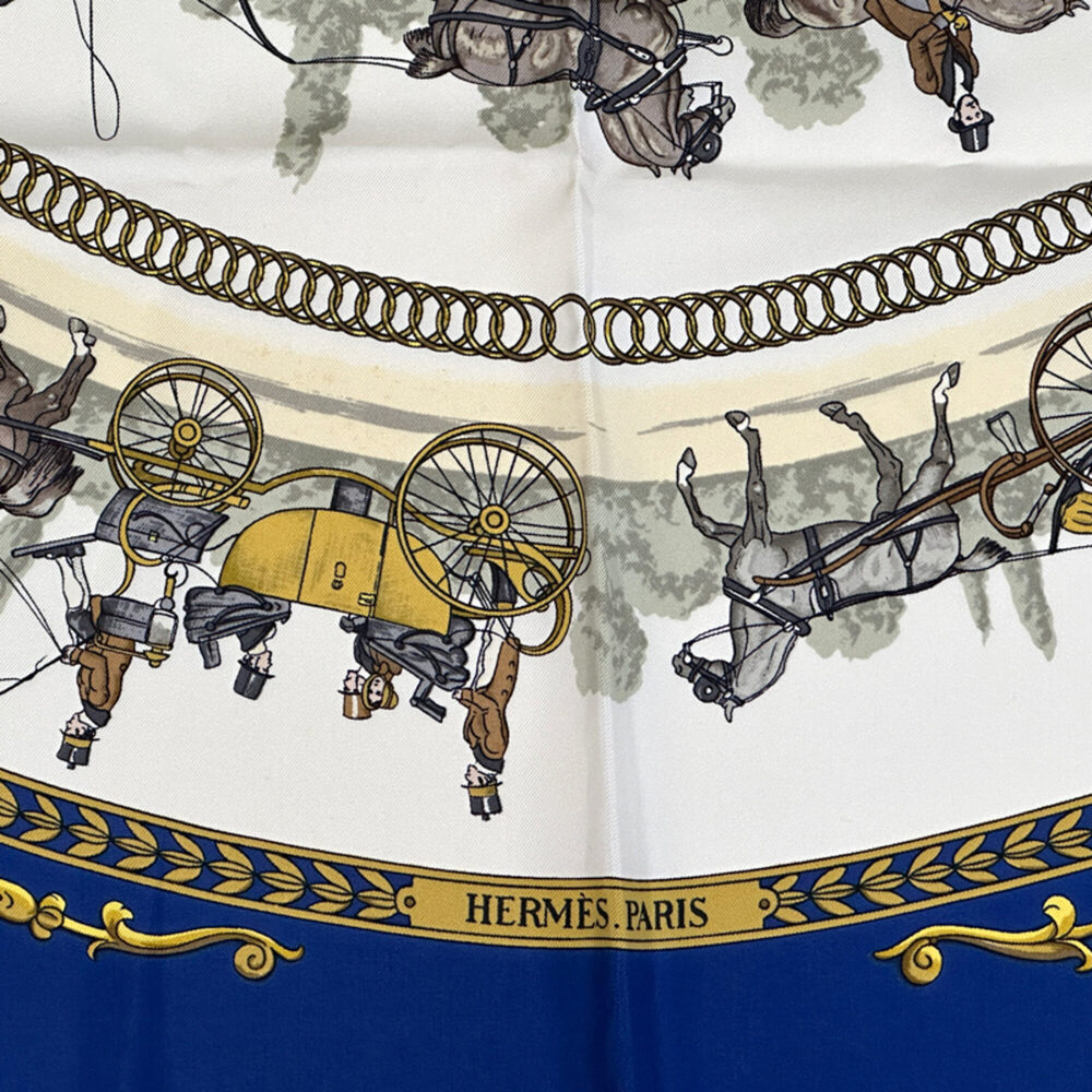 HERMES Blue Silk Scarf - Picture 3 of 7
